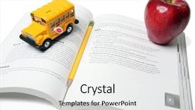  Presentation with school bus - Presentation theme with pencil in education theme background and a white colored foreground