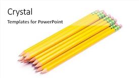  Presentation with pure white - Slide deck featuring pencil isolated on pure white background and a  colored foreground