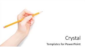  Presentation with waiter hand in white glove - Audience pleasing presentation design consisting of pencil isolated on white backdrop and a white colored foreground