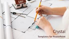  Presentation with architecture construction - Colorful slide deck enhanced with pencil measuring living house backdrop and a lemonade colored foreground