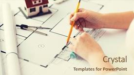  Presentation with architecture construction - Beautiful PPT layouts featuring pencil measuring living house backdrop and a cream colored foreground