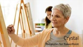  Presentation with creativity - Presentation theme featuring pencil on easel at art background and a coral colored foreground