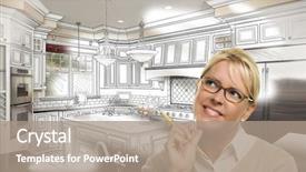  Presentation with kitchen design - Colorful slides enhanced with pencil over custom kitchen backdrop and a coral colored foreground