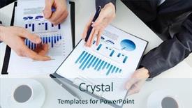  Presentation with business partner people joining hand - Colorful PPT layouts enhanced with pencil paper - hands of business people working backdrop and a sky blue colored foreground