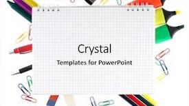  Presentation with stationary - PPT theme featuring pencil paper - notepad with stationary objects background and a white colored foreground