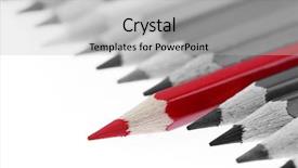  Presentation with standing out in the crowd - PPT theme having pencil standing out from others background and a light gray colored foreground