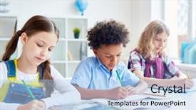  Presentation with pencils - Beautiful presentation theme featuring pencils drawing at free backdrop and a light blue colored foreground