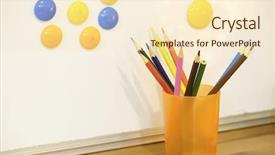  Presentation with plastic in chemistry - PPT layouts with pencils in a plastic glass background and a cream colored foreground