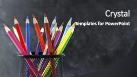  Presentation with color pencils - Beautiful slide deck featuring pencils in front of blackboard backdrop and a dark gray colored foreground