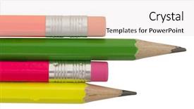  Presentation with shaving - Slide deck featuring pencils isolated on the white background and a sky blue colored foreground