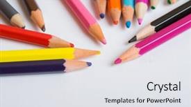  Presentation with watercolor paper texture white art - Cool new slides with pencils on a white paper backdrop and a  colored foreground