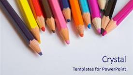  Presentation with paper quilling colorful paper flowers - Audience pleasing slide deck consisting of pencils on a white paper backdrop and a  colored foreground