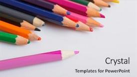  Presentation with pencils - PPT theme featuring pencils on a white paper background and a  colored foreground