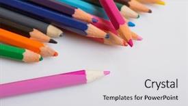  Presentation with watercolor paper texture white art - PPT theme featuring pencils on a white paper background and a  colored foreground