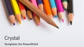  Presentation with paper quilling colorful paper flowers - Slides enhanced with pencils on a white paper background and a  colored foreground