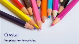  Presentation with paper quilling colorful paper flowers - Cool new slides with pencils on a white paper backdrop and a sky blue colored foreground