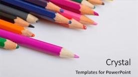  Presentation with paper quilling colorful paper flowers - Beautiful PPT theme featuring pencils on a white paper backdrop and a light gray colored foreground