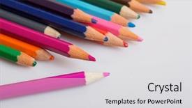  Presentation with paper quilling colorful paper flowers - Colorful slide set enhanced with pencils on a white paper backdrop and a light gray colored foreground