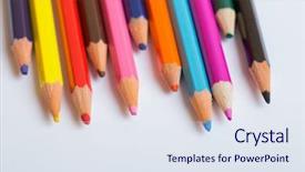  Presentation with paper quilling colorful paper flowers - Presentation theme having pencils on a white paper background and a sky blue colored foreground