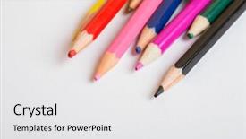  Presentation with pencils - Colorful slide deck enhanced with pencils on a white paper backdrop and a white colored foreground