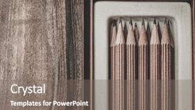  Presentation with charcoal - Audience pleasing PPT layouts consisting of pencils on a wooden table backdrop and a  colored foreground