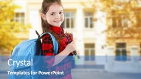  Presentation with school building - Slides featuring pencils on blurred school building background and a teal colored foreground