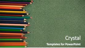  Presentation with colored pencils - Slide deck having pencils on gray table border background and a  colored foreground