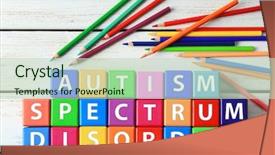  Presentation with autism - PPT layouts with pencils on wooden background autism background and a soft green colored foreground