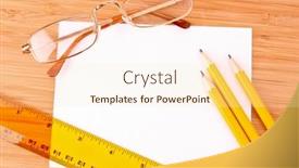  Presentation with pencils - Presentation theme having pencils-paper-glasses-and-ruler background and a  colored foreground