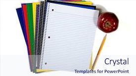  Presentation with bright white - PPT layouts consisting of pencils spiral bound notebooks - new school supplies on bright background and a sky blue colored foreground