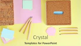  Presentation with notebook paper - Amazing presentation theme having pencils stickers and notebook on coloured paper backdrop and a blonde colored foreground