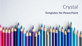  Presentation with watercolor color - PPT theme with pencils-with-blue-purple background and a sky blue colored foreground