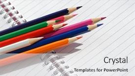  Presentation with bound - Presentation theme enhanced with pencils with spiral bound notebooks background and a white colored foreground