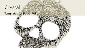  Presentation with skull - Cool new PPT theme with pendant skull on a white background backdrop and a soft green colored foreground