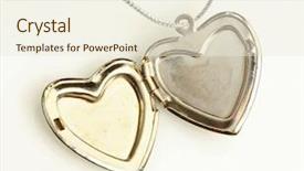  Presentation with tell tale heart - PPT theme having pendant with opened silver heart background and a cream colored foreground