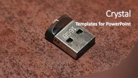  Presentation with drive sales - PPT theme having pendrive - tiny usb drive ona table background and a tawny brown colored foreground