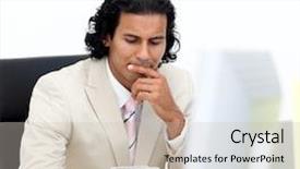  Presentation with physics - Theme consisting of pendulum physics - close-up of serious businessman playing background and a soft green colored foreground