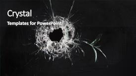  Presentation with of a black hole - Amazing presentation design having penetration - bullet holes in glass isolated backdrop and a dark gray colored foreground