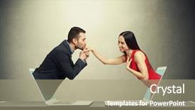  Presentation with computer love - Amazing slide set having penetration - concept of love in social backdrop and a mint green colored foreground