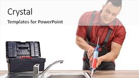  Presentation with plumber - Amazing PPT theme having penetration - plumber using a silicone tube backdrop and a white colored foreground