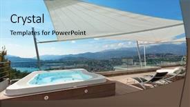  Presentation with penthouse drama - Audience pleasing slide set consisting of penhouse - beautiful terrace of penthouse backdrop and a light blue colored foreground