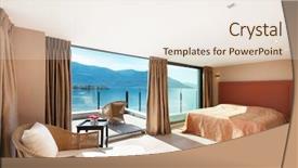  Presentation with bedroom modern - PPT theme featuring penhouse - modern architecture interior beautiful penthouse background and a sky blue colored foreground