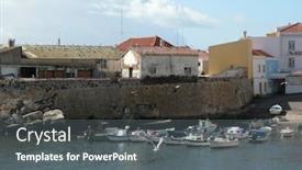  Presentation with city buildings - Theme featuring airlines shot from above waiting and loading cargo and passengers at international airport background and a ocean colored foreground
