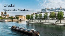  Presentation with paris france - Beautiful slide deck featuring city of paris in france backdrop and a light blue colored foreground