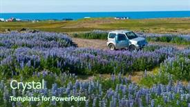  Presentation with suv car - Audience pleasing PPT layouts consisting of peninsula and a small suv backdrop and a  colored foreground