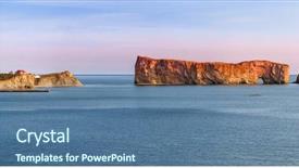  Presentation with panoramic - Cool new PPT layouts with peninsula at sunset in quebec backdrop and a ocean colored foreground