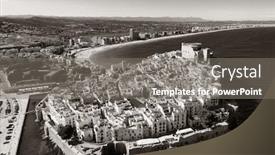  Presentation with mediterranean - Presentation theme having peniscola-castle-aerial-view-overlooking background and a gray colored foreground