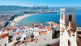  Presentation with mediterranean - PPT layouts featuring peniscola-castle-overlooking-mediterranean-sea background and a light blue colored foreground