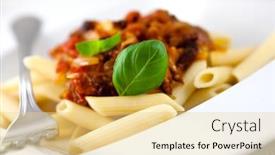  Presentation with penne pasta - PPT layouts consisting of penne all'amatriciana italian food italian pasta italian cuisine home made food concept for a tasty and hearty meal close up background and a blonde colored foreground