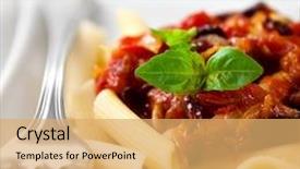  Presentation with italian cuisine - Theme enhanced with penne all'amatriciana italian food italian pasta italian cuisine home made food concept for a tasty and hearty meal close up background and a yellow colored foreground